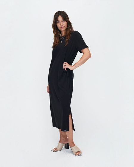 Robe longue noire en modal et coton bio - brandy dress - jet black
