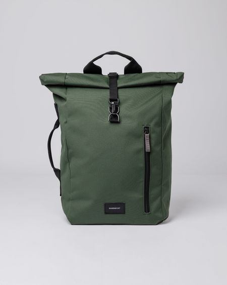 Sac à dos rolltop en matière recyclée | vert "dante vegan dawn green with black webbing"