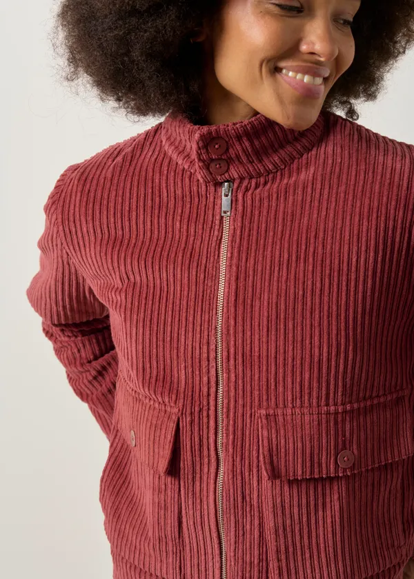 Veste velours en coton bio | bordeaux "Mahogany corduroy delia jacket - brown", Thinking Mu