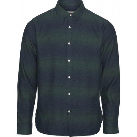 Chemise rayée vert et marine en coton bio - elder