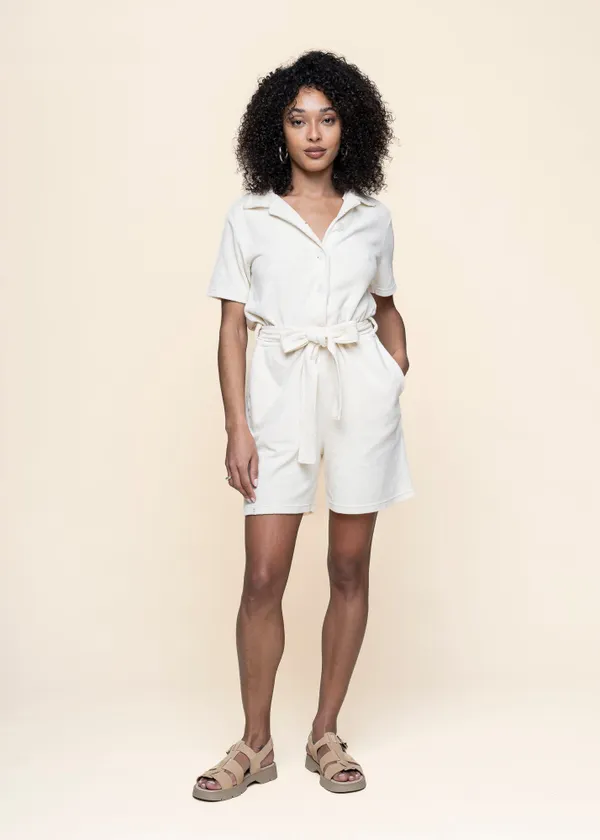 Combi-short éponge en coton bio | écru "construire - vanille", Graine
