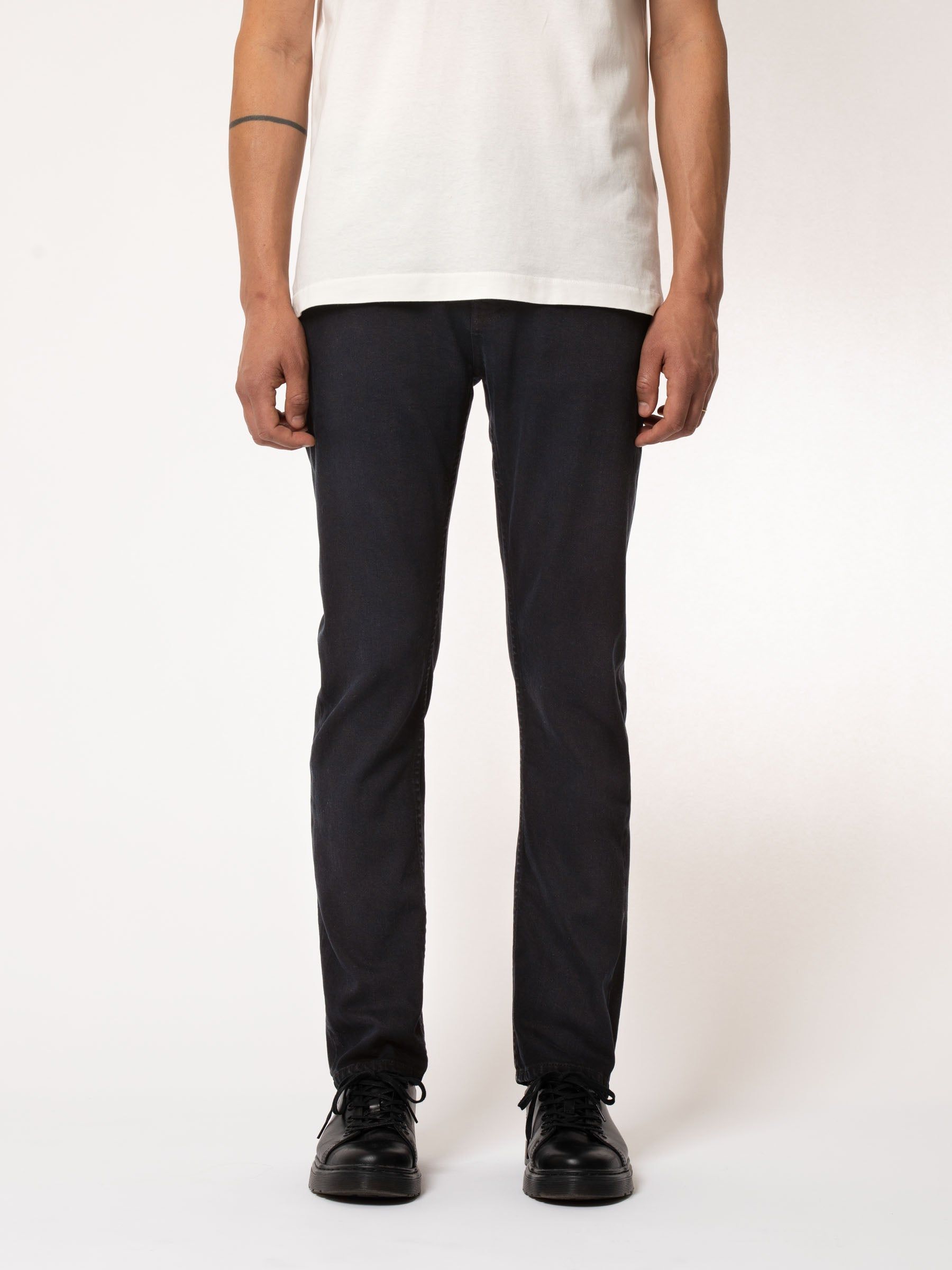 Jean slim noir en coton bio - grim tim black skies, Nudie Jeans, photo 1