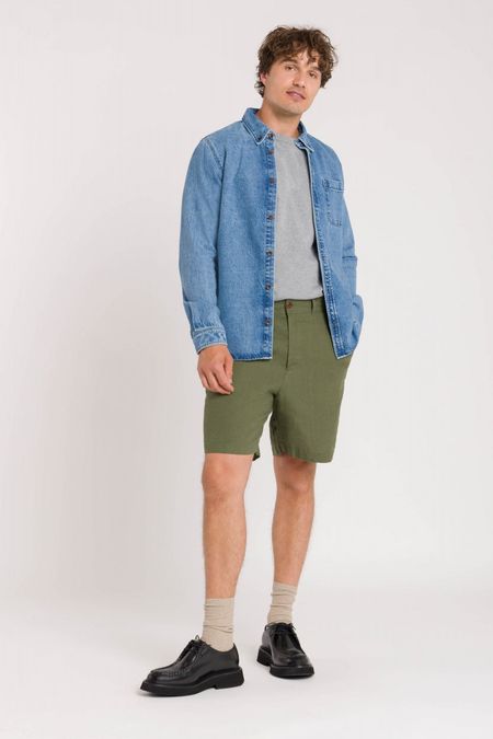 Short en lin | vert "reagan four leaf clover" - Kings of Indigo