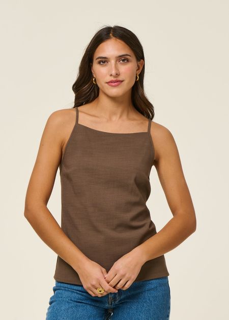 Top dos nu en coton bio | marron "ciconia - clay" - Jan'n June