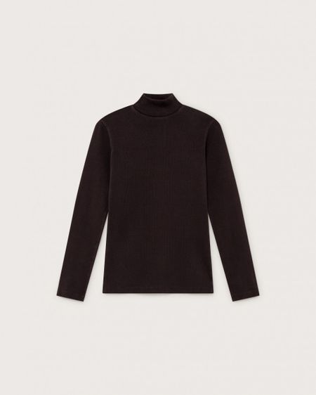T-shirt manches longues col cheminé marron en coton bio - aine, Thinking Mu, photo 5
