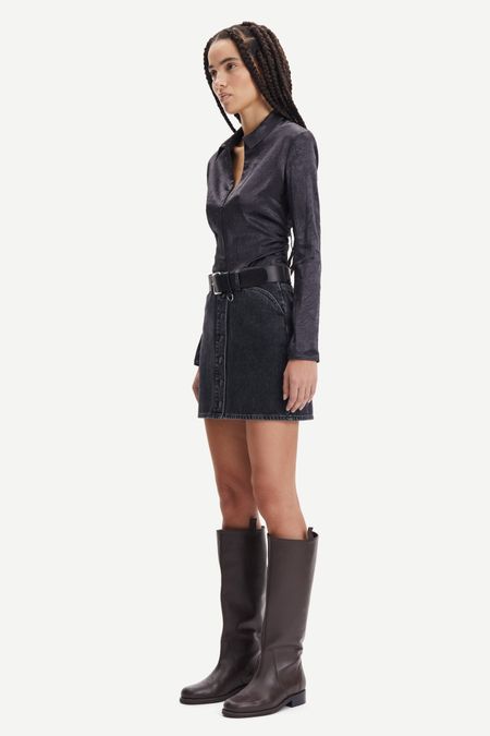 Jupe en jean noire en coton bio - norma skirt black blizzard, Samsoe Samsoe, photo 4