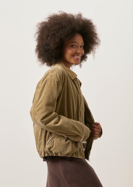 Veste doublée en velours coton bio | camel "Padded cord iconic å jacket", Armedangels, photo 5