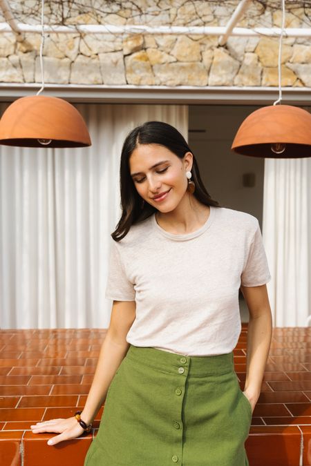 T-shirt lin upcyclé - beige - WeDressFair