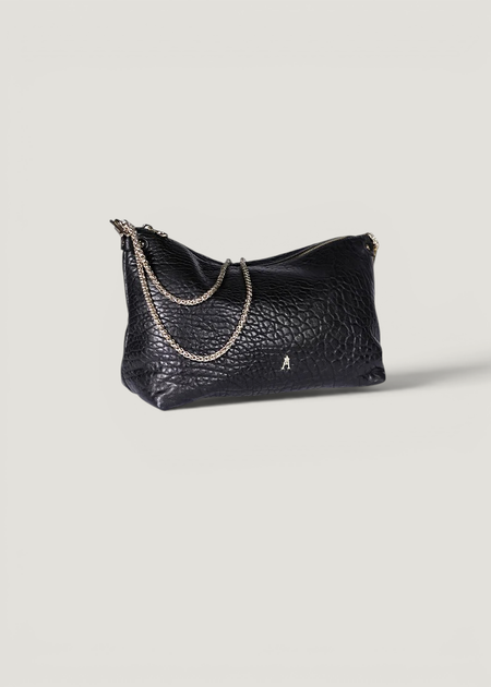 Sac à main en cuir | noir "mallow - bubble noir h26", Craie Studio