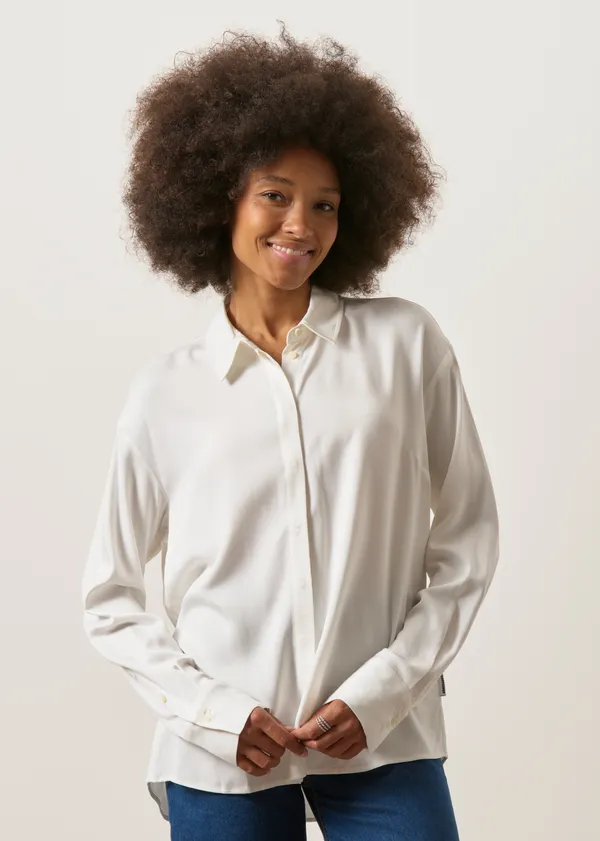 Blouse en viscose ecovero | blanc "larisaana longsleeve - off white", Armedangels