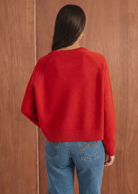 Pull boxy en laine mérinos recyclée | rouge, WeDressFair, photo 3