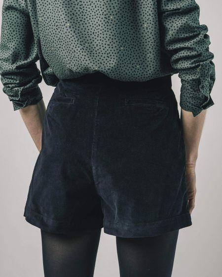 Short noir velours en coton bio - belted short black, Brava Fabrics, photo 4