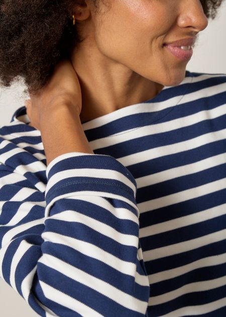 Sweat marinière en coton bio | marine et écru "June" - WeDressFair