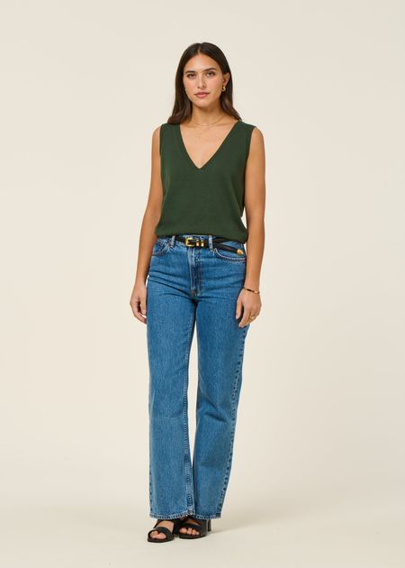 Top maille en coton bio | "maindi - bottle green", SKFK, photo 4