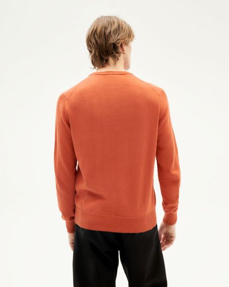 Pull orange en coton bio - burn orlando knit sweater, Thinking Mu, photo 4
