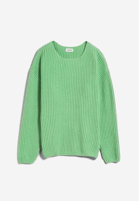 Pull vert pomme en laine bio et recyclée - saadi solid apple neon