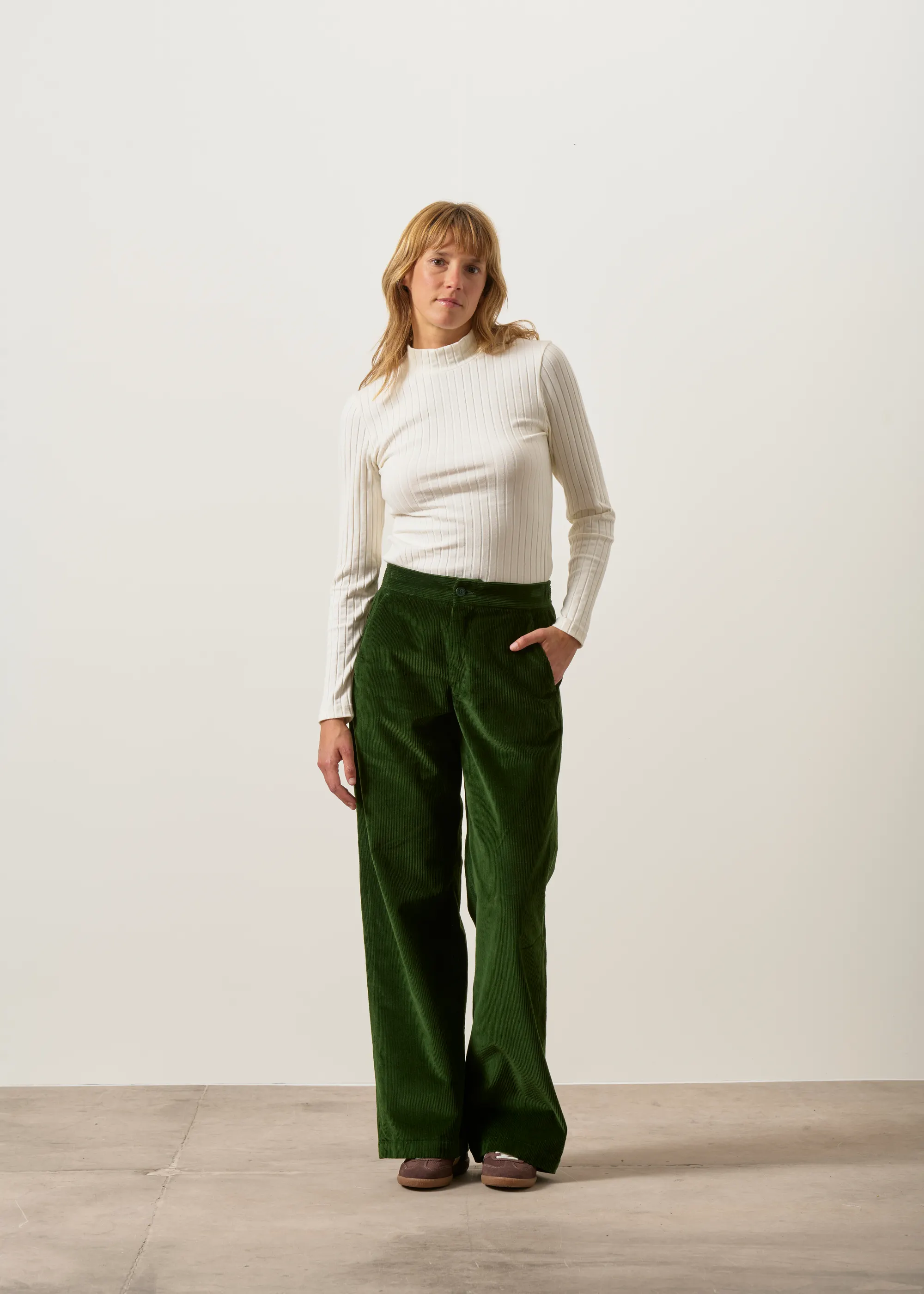 Pantalon velours taille élastiquée vert "billie" - vert, WeDressFair, photo 3