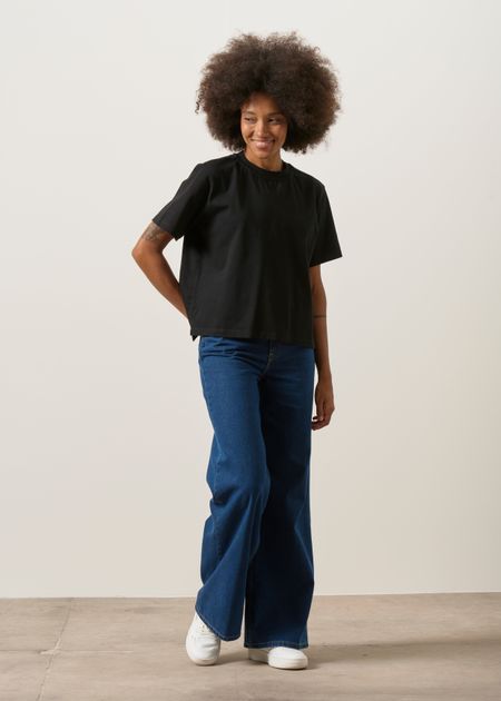 Wide-Leg-Jeans aus Bio-Baumwolle und recycelter Baumwolle | Dunkelblau "sara high loose stone indigo", Mud Jeans, Foto 5