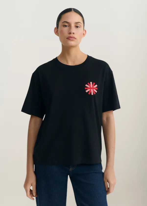 T-shirt en coton bio | noir "Sunny black lucia tee", Thinking Mu