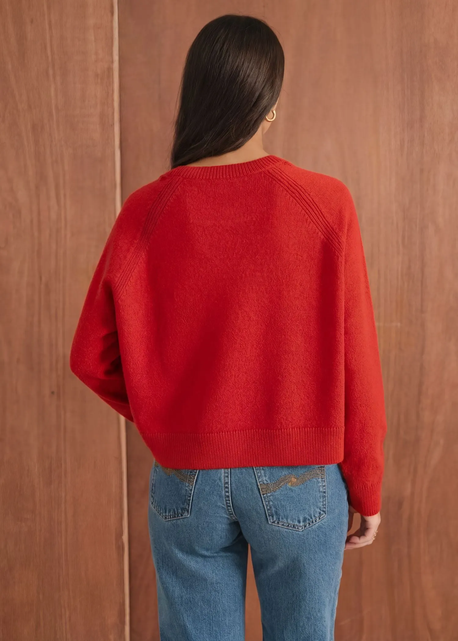 Pull boxy en laine mérinos recyclée | rouge, WeDressFair, photo 3