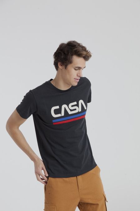 T-shirt imprimé noir en coton bio - casa, Thinking Mu, photo 3