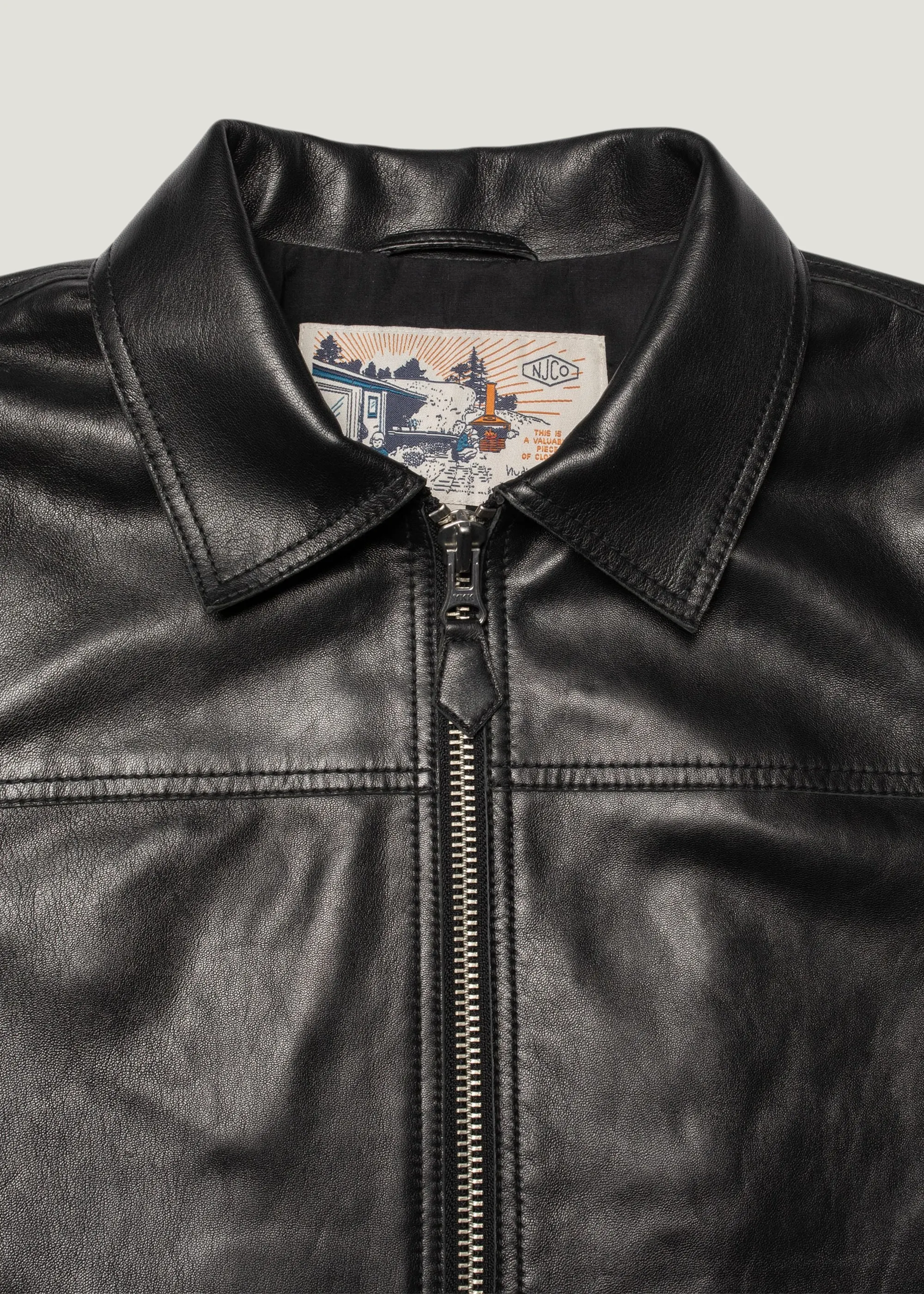 Veste en cuir tannage semi végétal | noir "anja zip jacket leather - black", Nudie Jeans, photo 3
