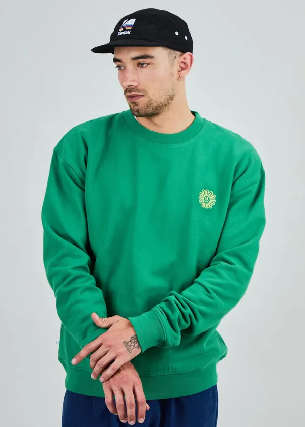 Sweat oversize en coton bio | vert "Asis percales daisy sweatshirt green", Brava Fabrics
