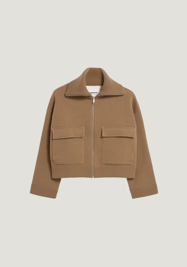 Veste en coton et laine bio | marron "cotton-wool knit jacket | amberwood", Armedangels