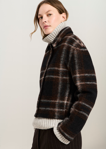 Veste à carreaux en laine et coton bio | multicolor "karo jacke - black / brown multicolour", Lanius, photo 4