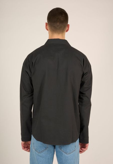 Overshirt mit Tasche in Schwarz aus Bio-Baumwoll-Twill - outdoor twill overshirt with contrast fabric phantom, Knowledge Cotton Apparel, Foto 2