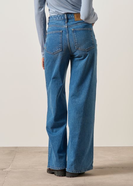 Jean évasé coton bio et recyclé | bleu "sara high loose - stone vintage" - Mud Jeans