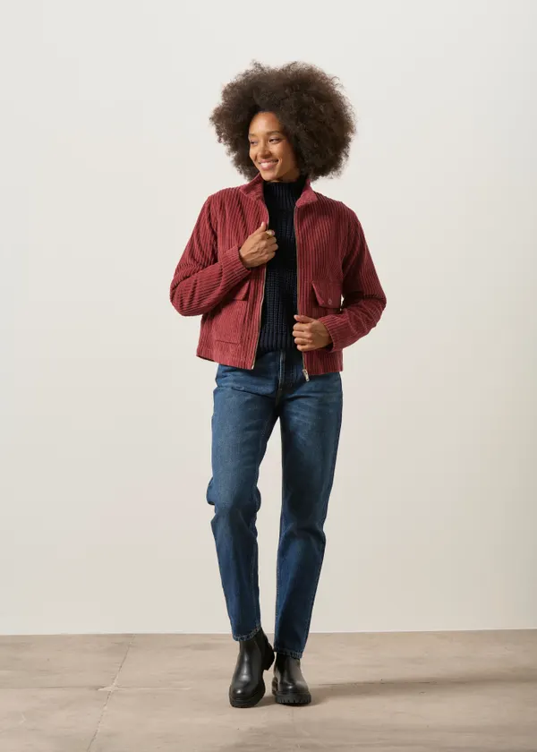 Veste velours en coton bio | bordeaux "Mahogany corduroy delia jacket - brown", Thinking Mu