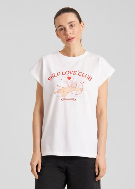 T-shirt en coton bio | blanc "T-shirt visby self love club white - white" - Dedicated
