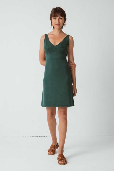 Robe verte foncée en coton bio - amalur vert intense femme - SKFK