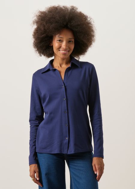 Chemise en coton bio | bleu marine "Nalaannia blouse | tinted navy" - Armedangels