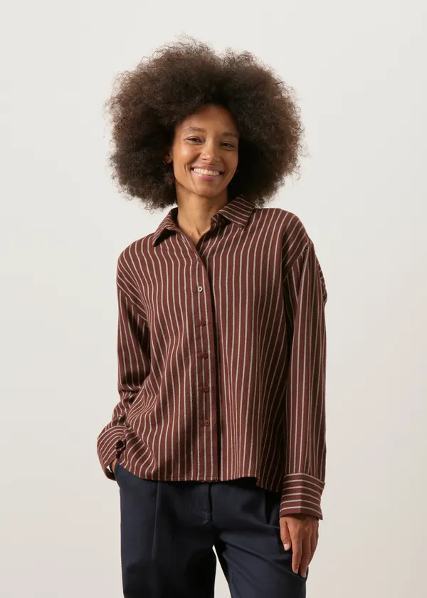 Chemise flanelle en coton bio | multicolore "O'hara brushed stripes manuela blouse", Thinking Mu