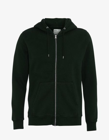 Sweat à capuche zippé en coton bio | vert "hunter green"