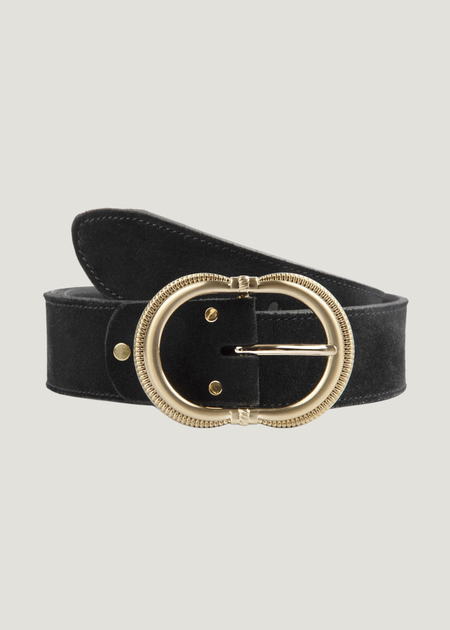 Ceinture cuir certifié | daim noir  "honfleur" - Jules & Jenn