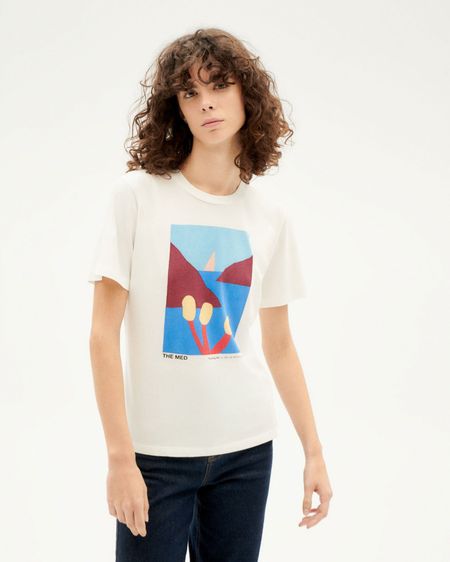 T-shirt blanc imprimé en coton bio - the med t-shirt snow white