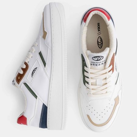 Baskets vegan | blanc détails multicolores "origin - all in evergreen - mixed colors" - Moea