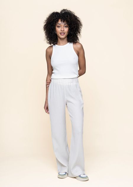 Hose in Knitteroptik aus Tencel | Weiß "hava - offwhite", Jan'n June, Foto 1