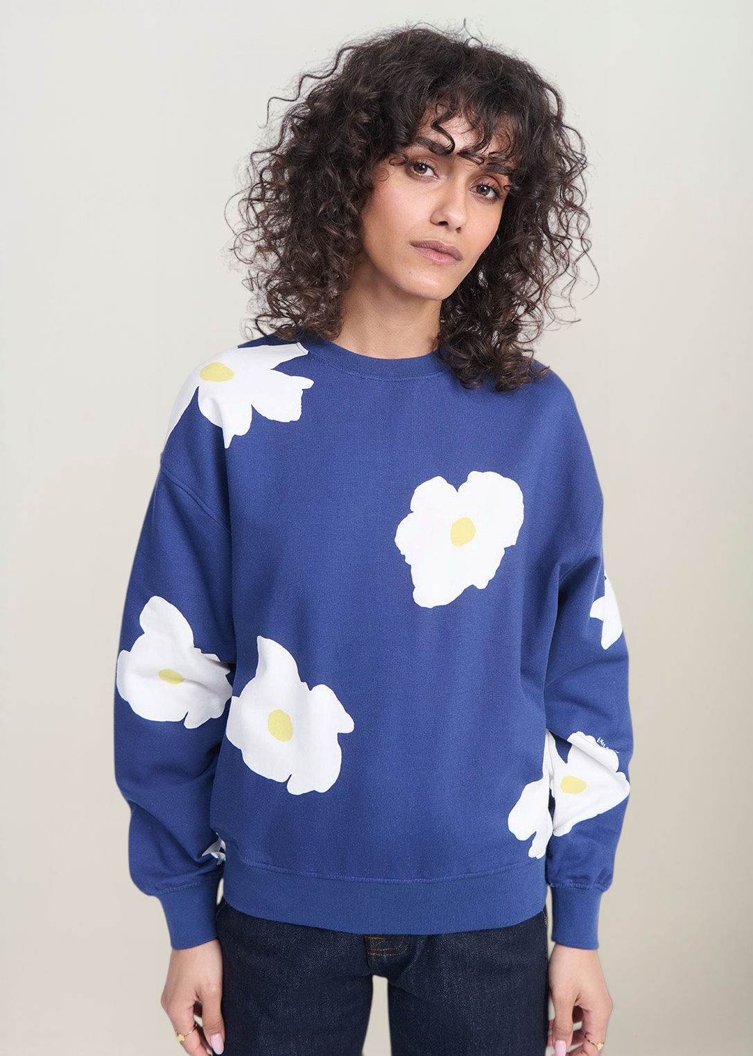 Sweat en coton bio | bleu "sky - fleur bleue", émoi émoi, photo 1