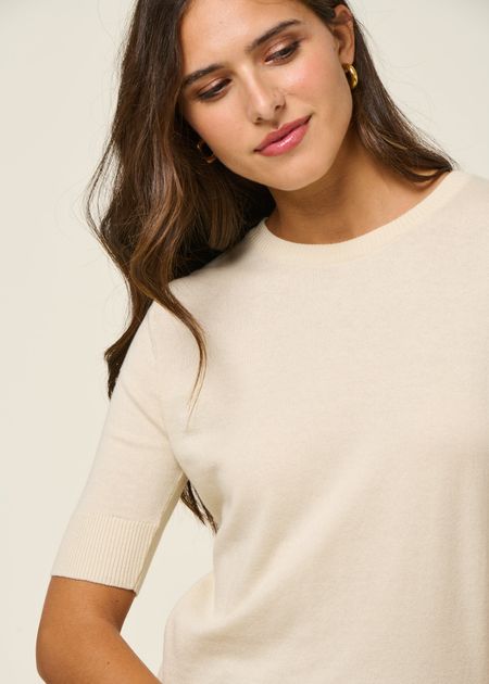 Pull manches courtes en coton bio | écru "suéter muike - ivory" - SKFK