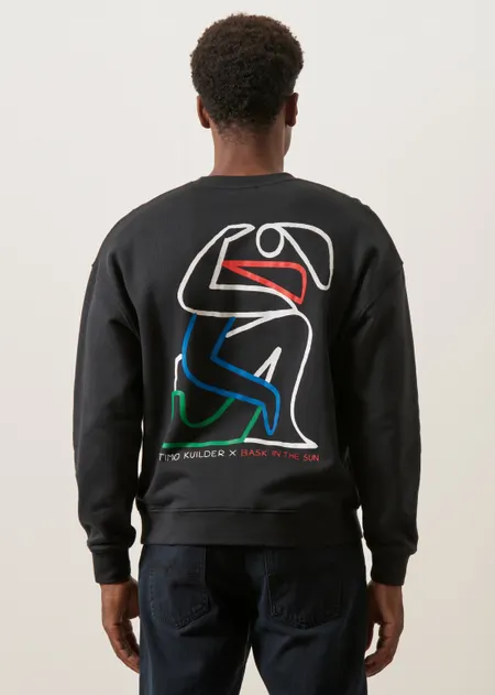 Sweat imprimé en coton bio | noir "Couple - carbon", Bask in the Sun