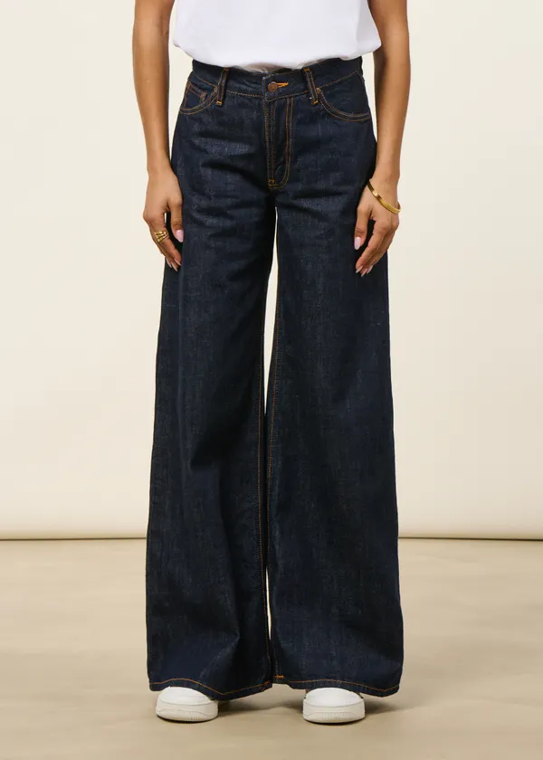 Jean wide leg en coton bio | bleu brut "sonic sue one wash", Nudie Jeans