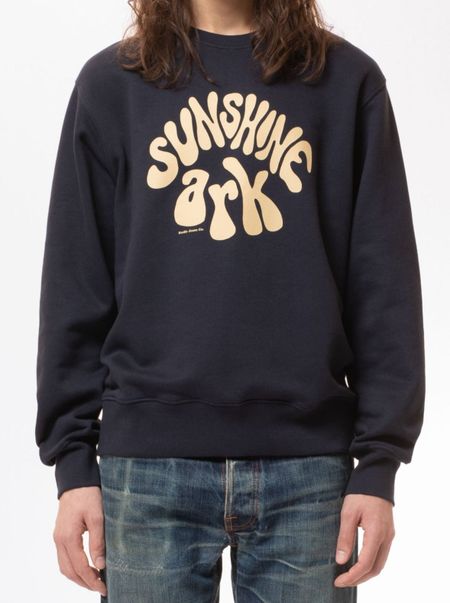 Sweat imprimé marine en coton bio - frasse sunshine ark navy - Nudie Jeans