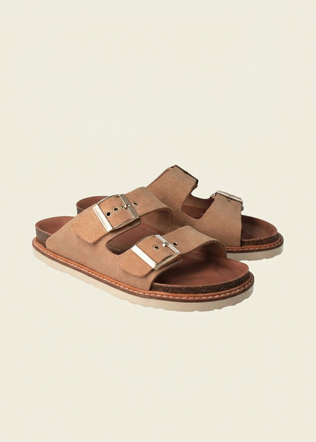 Sandales en cuir suède certifié | beige "hawaii velour almond" - Genuins