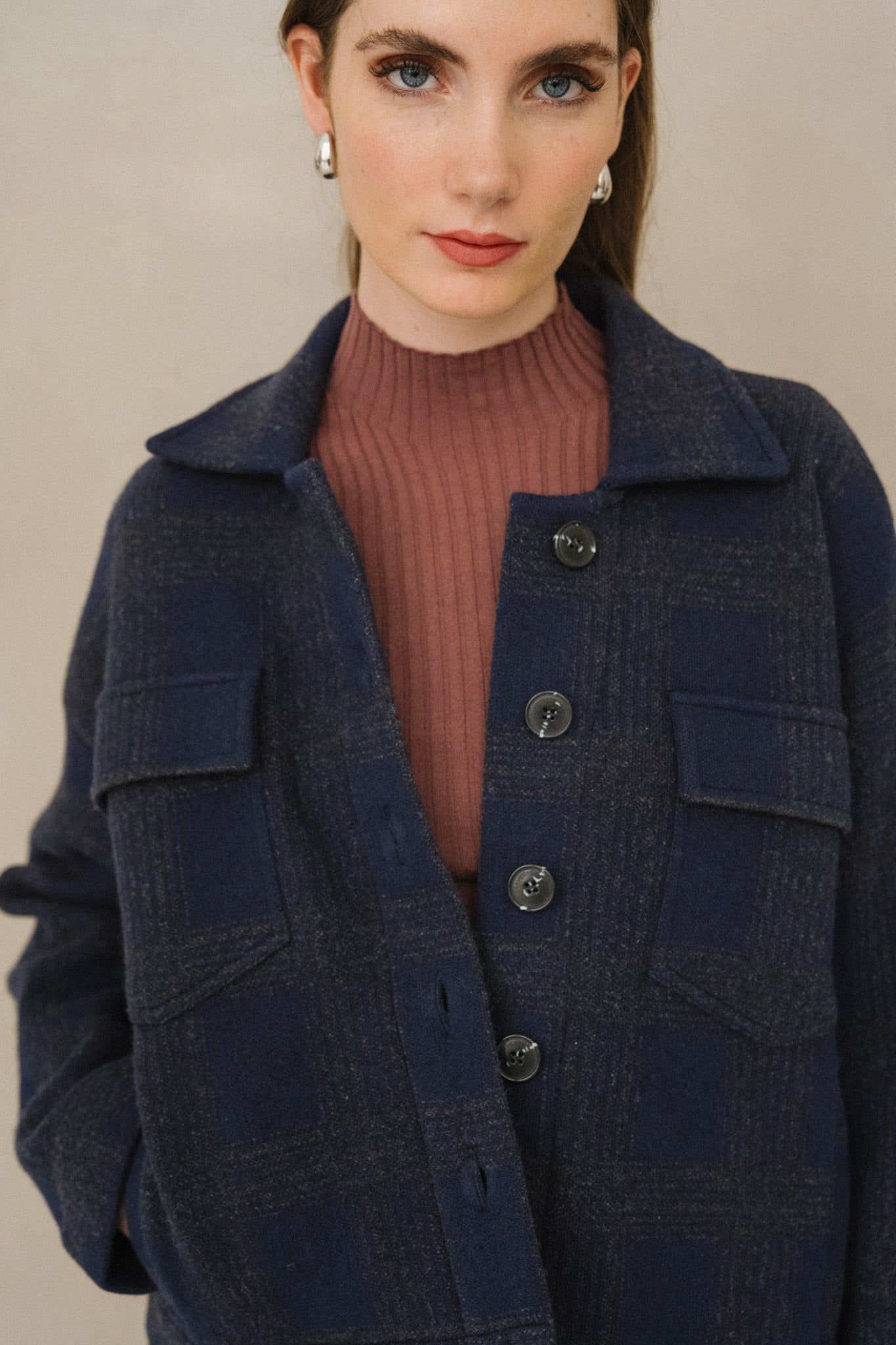 Jacke aus Bio-Baumwolle und Wolle | Marineblau "joaalison check - night sky-steel melange", Armedangels, Foto 2