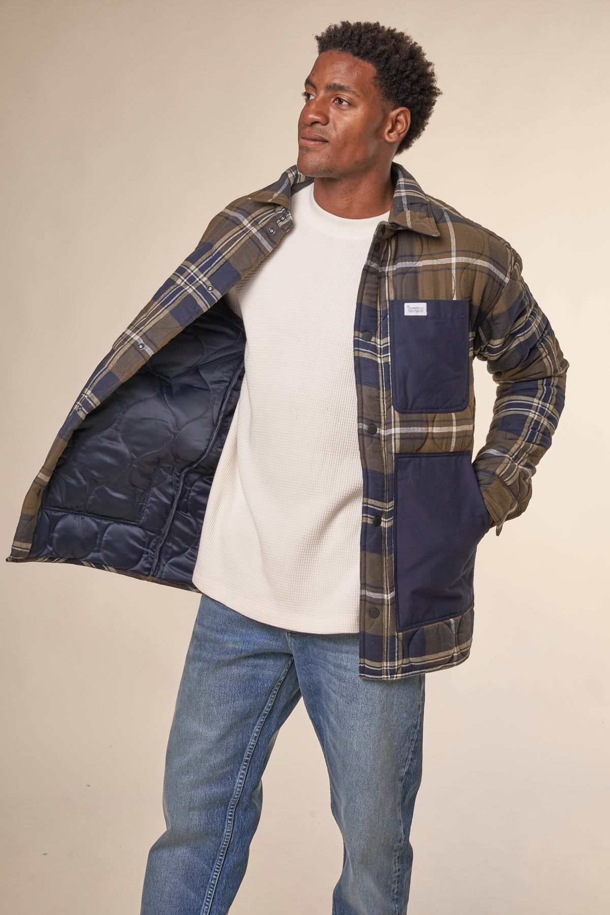 Steppjacke aus Bio-Baumwolle und recyceltem Material | Kariert "checked quilted overshirt green check", Knowledge Cotton Apparel, Foto 5