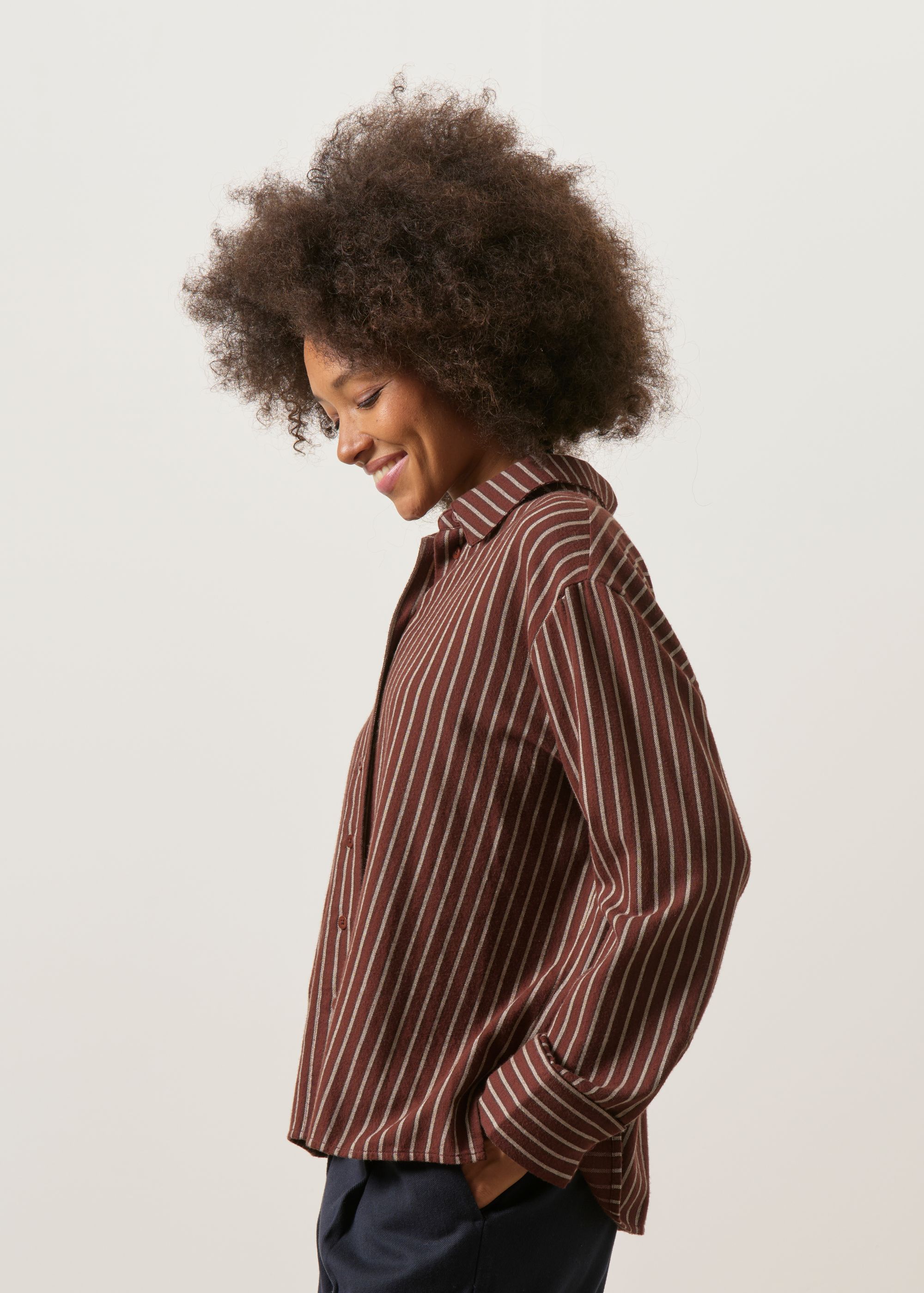 Flanellhemd aus Bio-Baumwolle | Mehrfarbig "O'hara brushed stripes manuela blouse", Thinking Mu, Foto 3